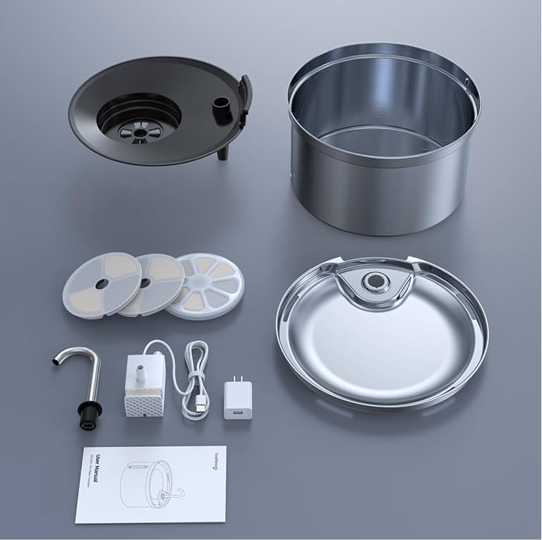 Roestvrijstalen Drinkfontein voor Katten & Honden 2,2L met Automatische Circulatie