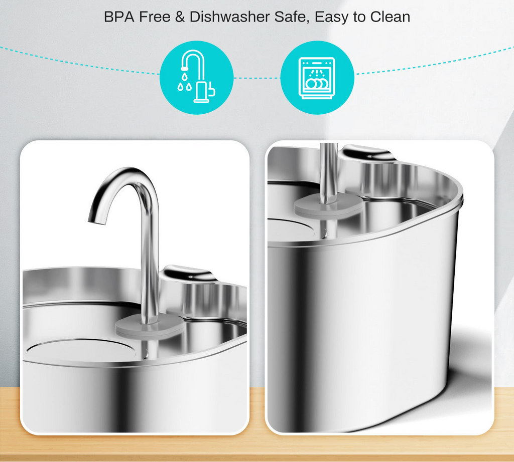 Roestvrijstalen Drinkfontein voor Katten & Honden 2,2L met Automatische Circulatie