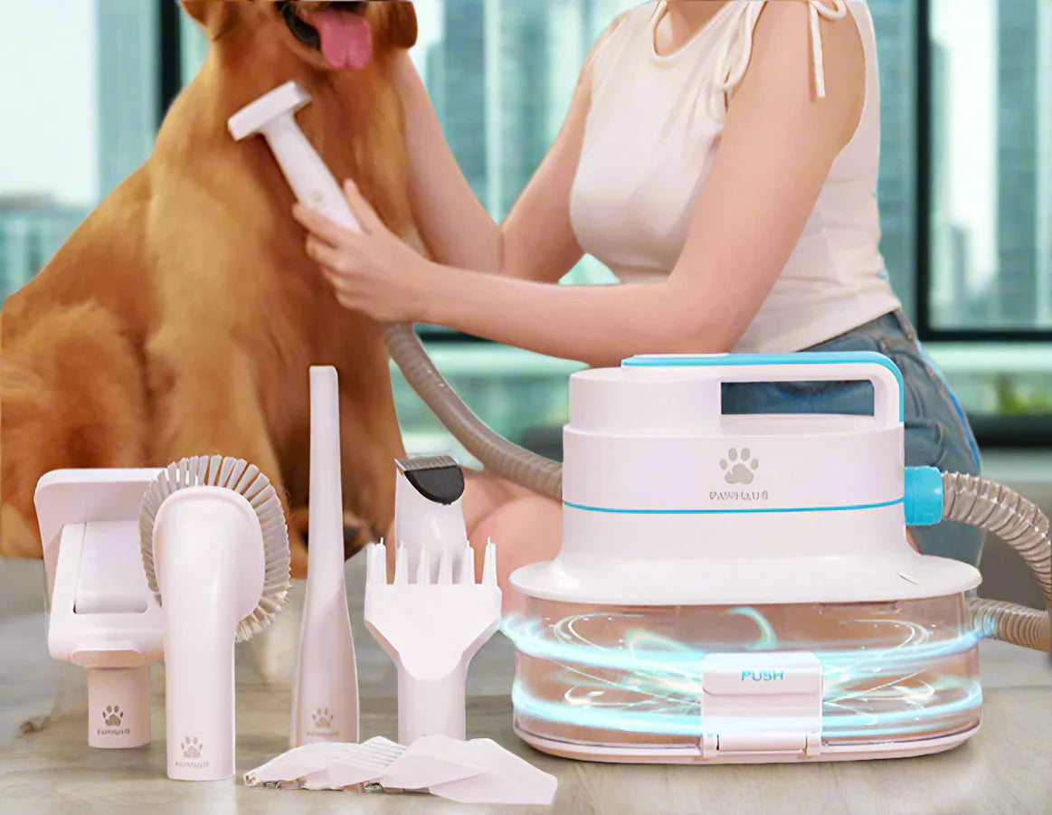 Multifunctionele 6-in-1 huisdierentondeuse trim en scheermachine met zuigfunctie voor honden & katten