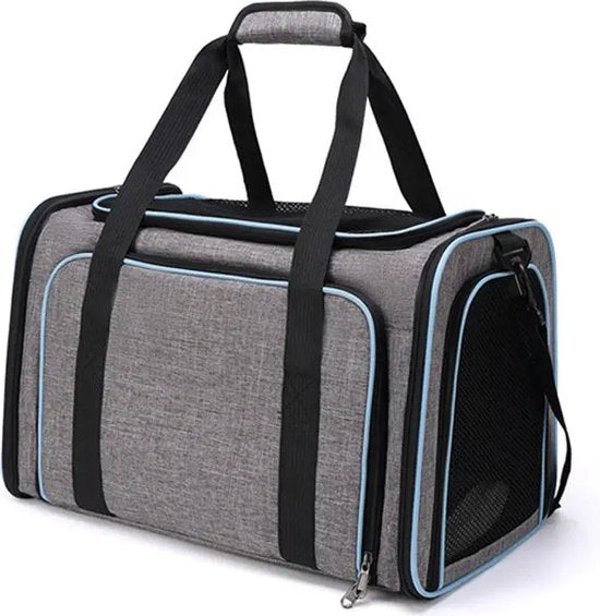 Luxe Huisdier Draagtas Uitschuifbare Reistas met Zachte Fleece Mat & Handige Vakken