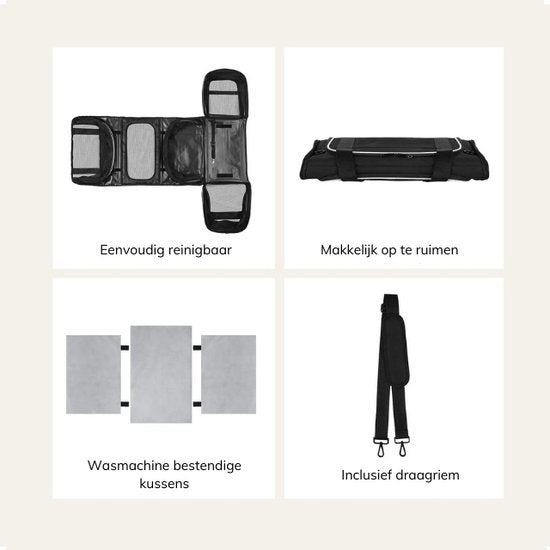 Luxe Huisdier Draagtas Uitschuifbare Reistas met Zachte Fleece Mat & Handige Vakken